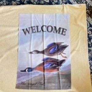 NEW… Pair Blue-Winged Teal Ducks, Audubon Vertical WELCOME Flag, High quality